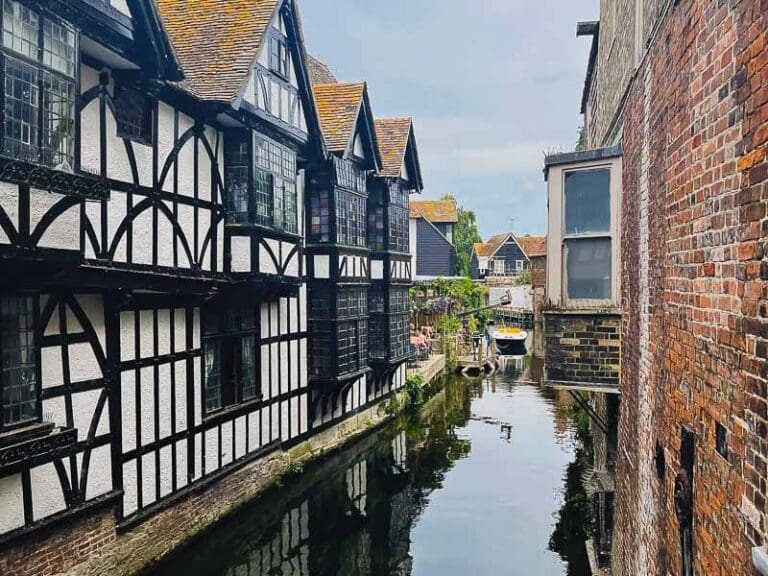 Canterbury in Kent, River Stour which often has boats with tourist passing by.