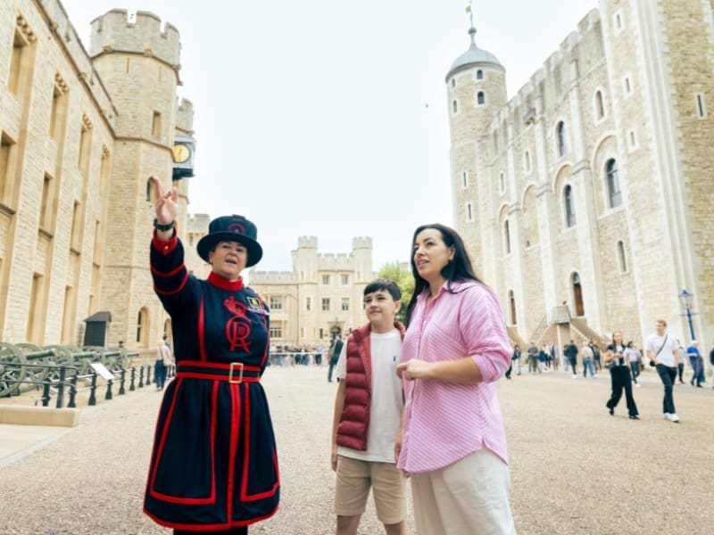 Yeoman Warden, directing visitors in the Tower of London.
