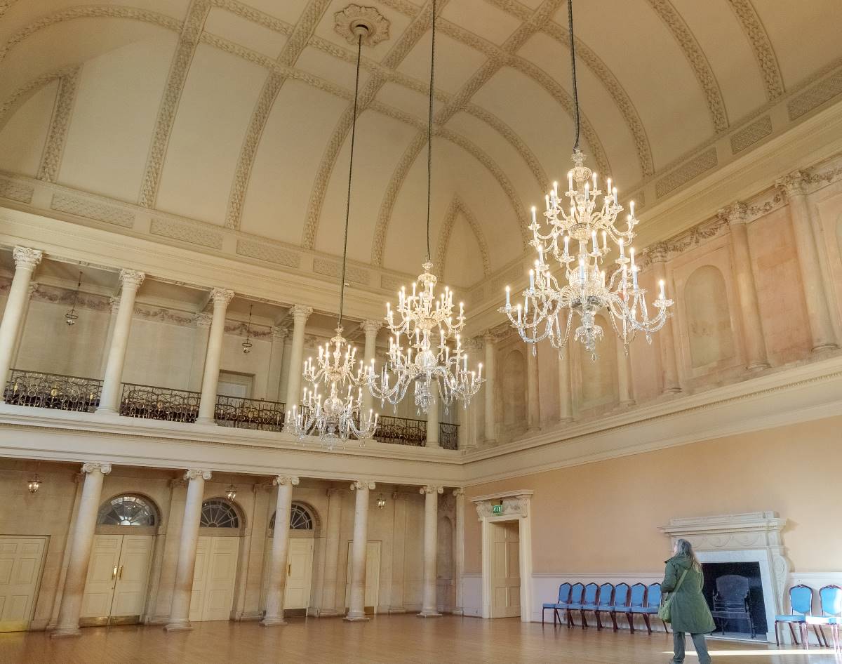 An image from within the Assembly Rooms in Bath of the Tea Room.