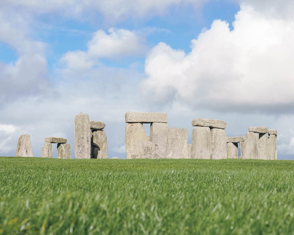 Wide shot view of Stonehenge in Salisbury