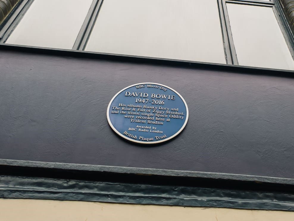 Trident Studios which associated with the biggest names of Rock and Roll with the blue plaque.