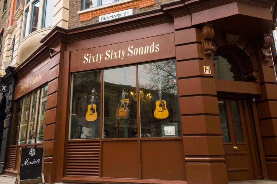 London Beatles Tour - Guitar Shop - Sixty Sixty sounds in Denmark Street.