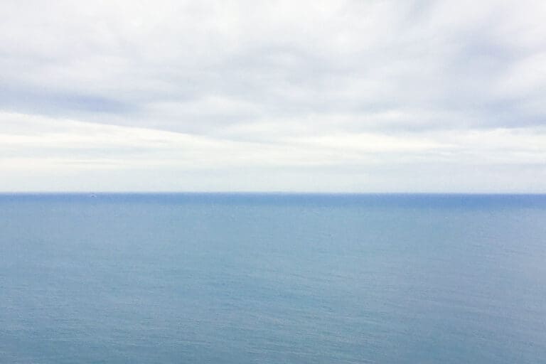 The view of the English Channel from the White Cliffs of Dover located in Kent.