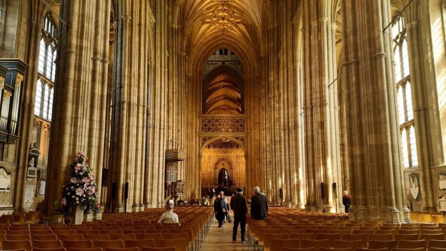 Canterbury Cathedral in England. Inside the Cathedral, the Nave.
