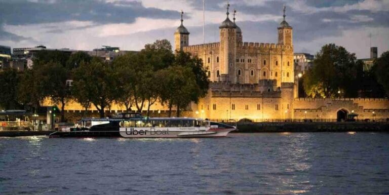 Tower of London and Uber Boat in Central London.