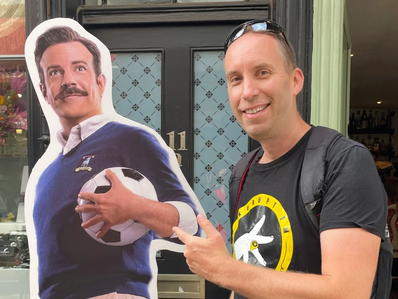 US sports comedy drama, Ted Lasso Tour in London with Movie Brit Tours.